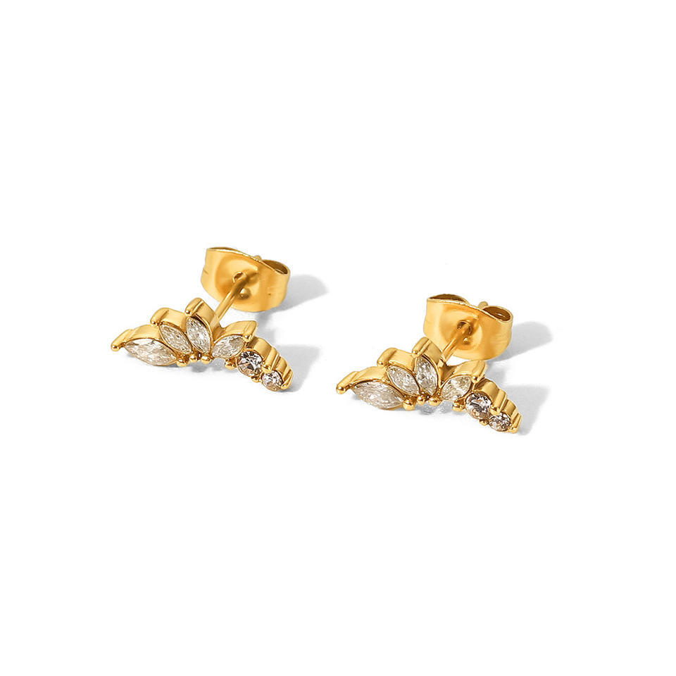 Bloom Flower Stud Earrings with Cubic Zirconia Crystals