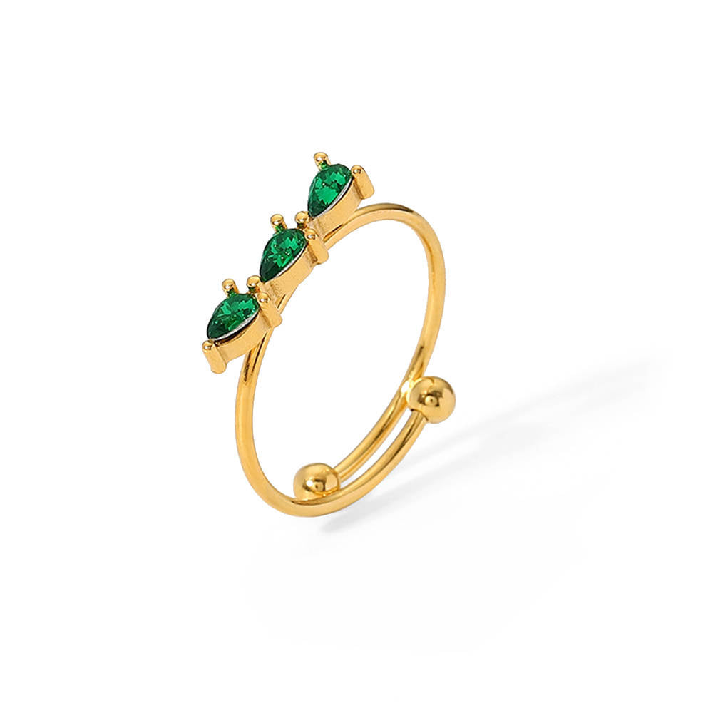 "Emerald Tears" Adjustable Ring