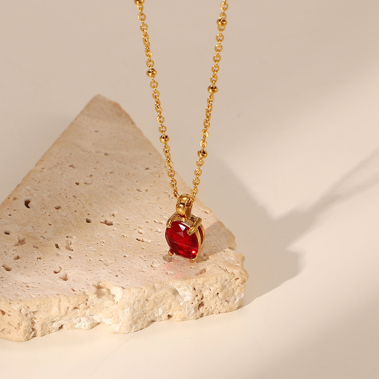 Red Oval Cubic Zirconia Necklace