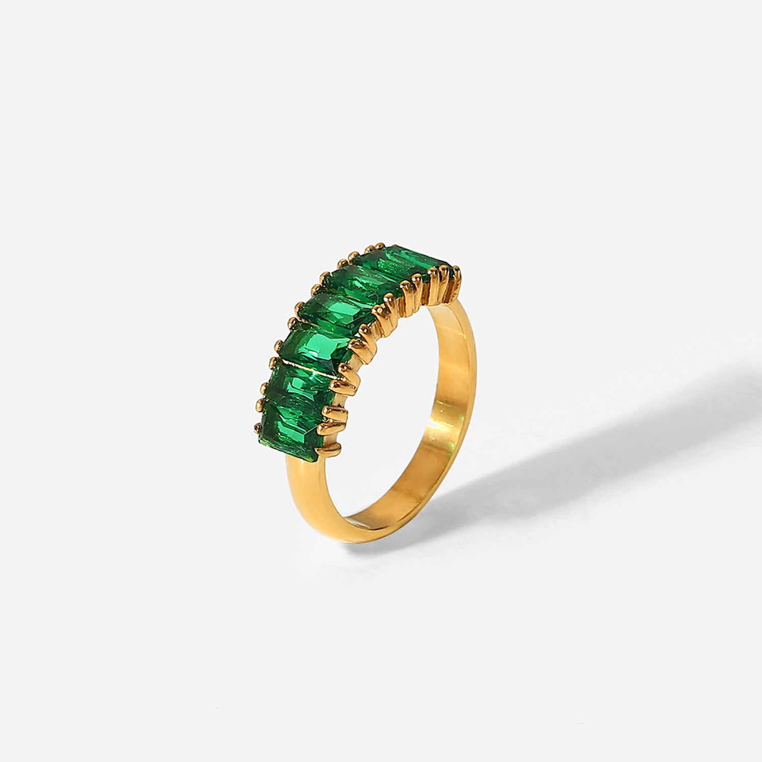 Stacked Green Cubic Zirconia Ring