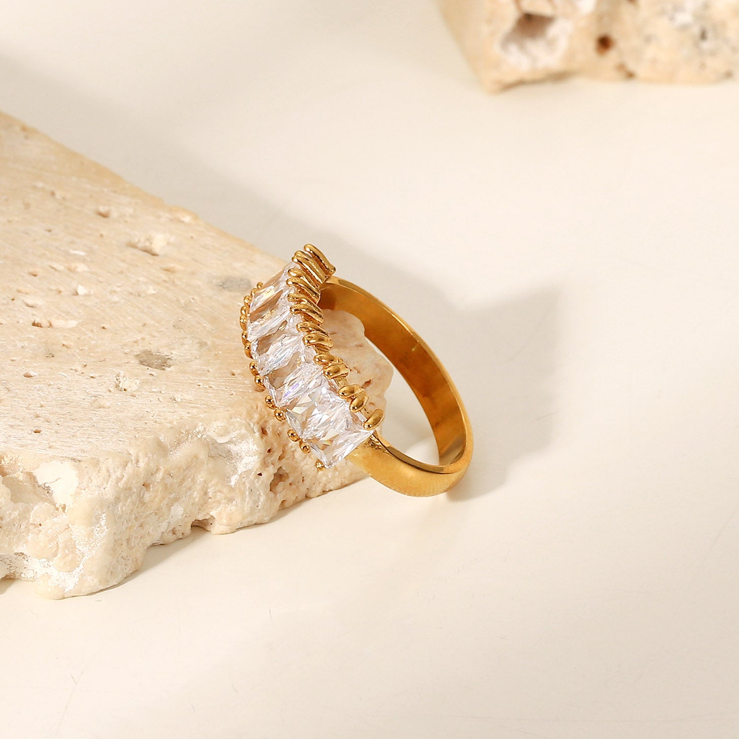 Stacked White Cubic Zirconia Ring