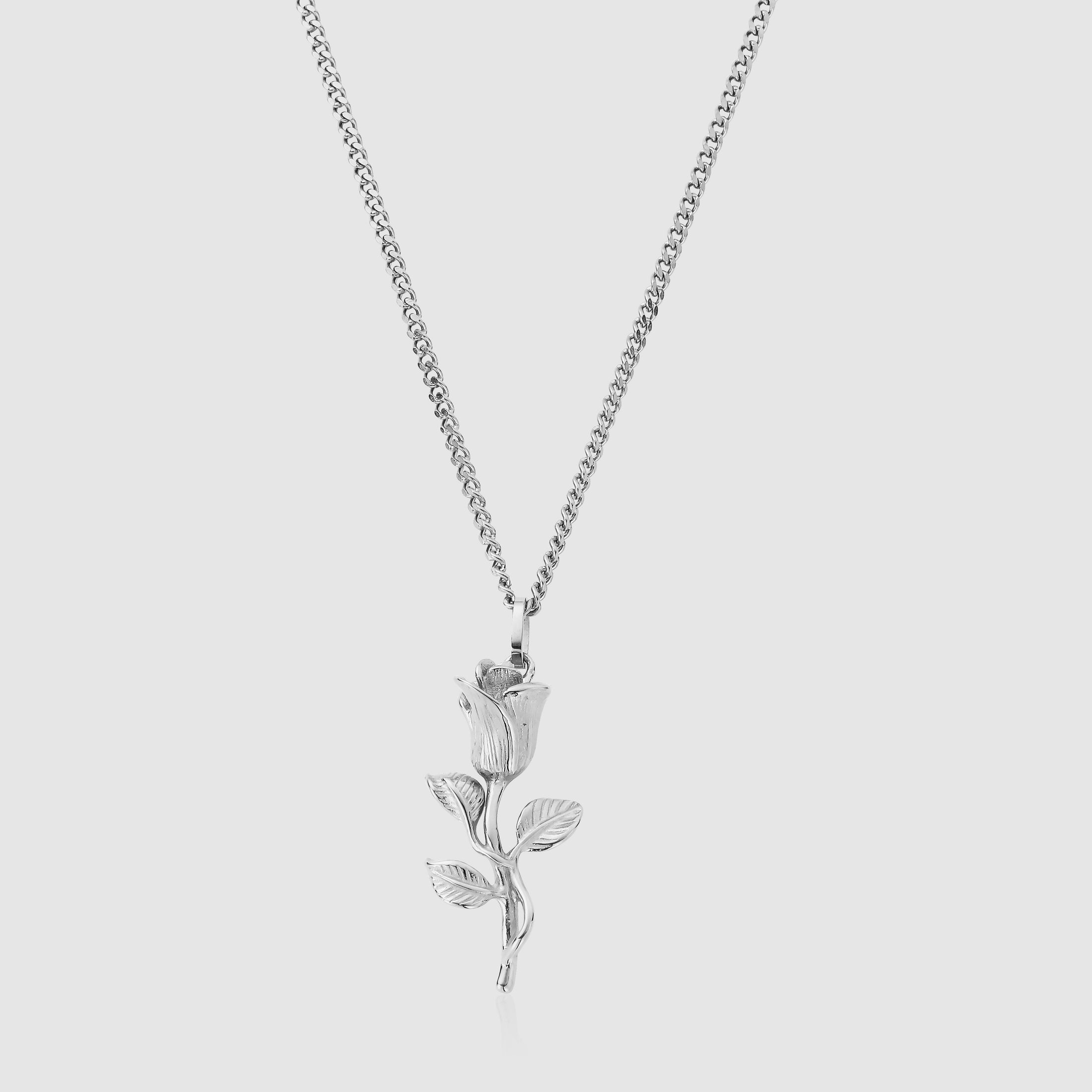 Rose Pendant Necklace (Silver)