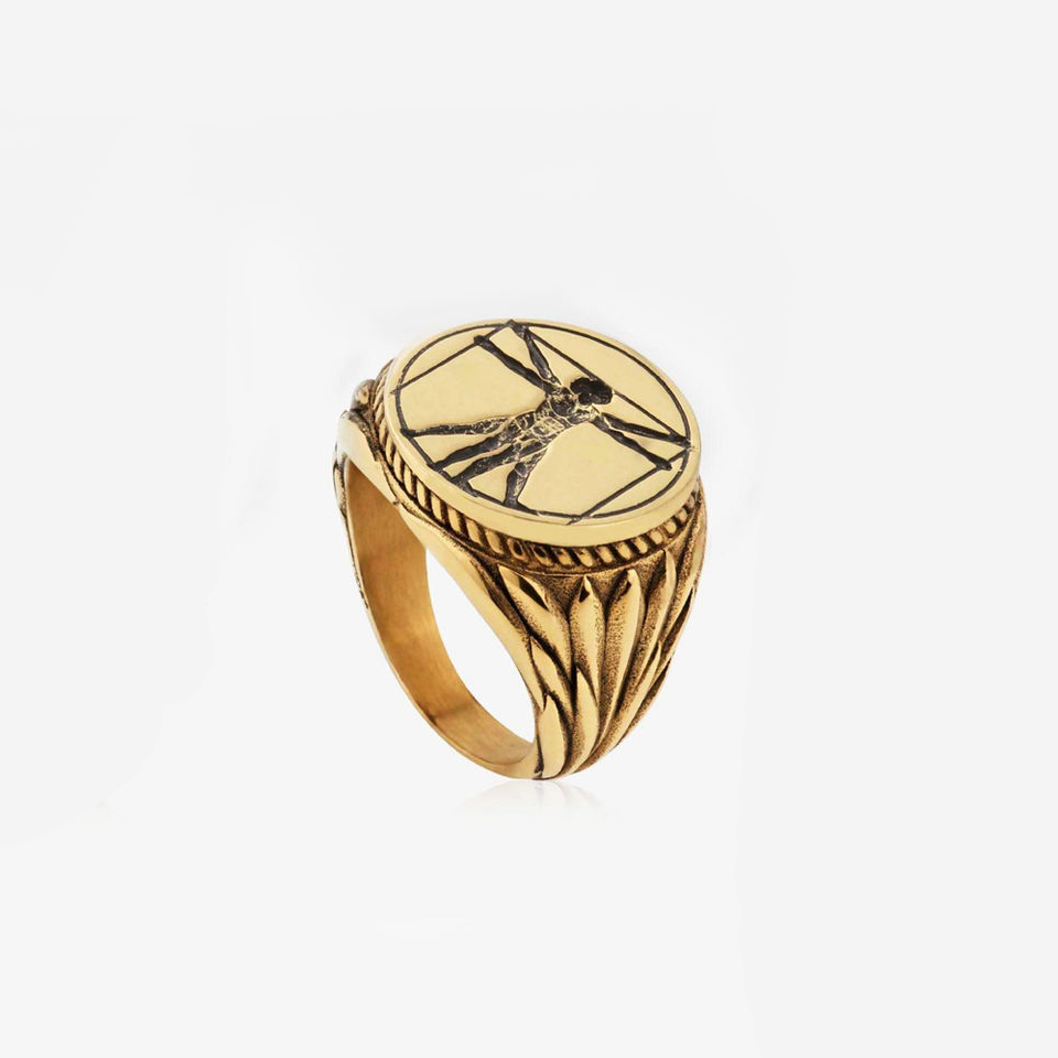 Virtuvian Men Engrave Ring (Gold)